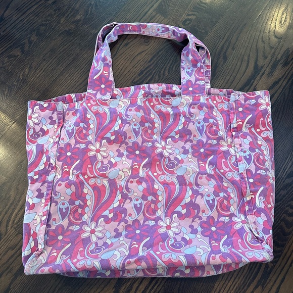 Large floral Gap canvas tote bag pink paisley vintage retro vibes - Picture 9 of 9